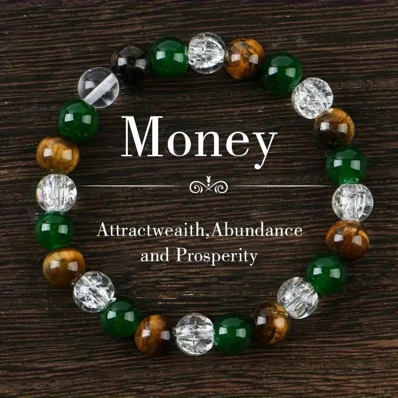 Relaxing Success Enhancing Prosperity & Abundance Beaded Stretch Unisex Bracelet (Pack of 2)